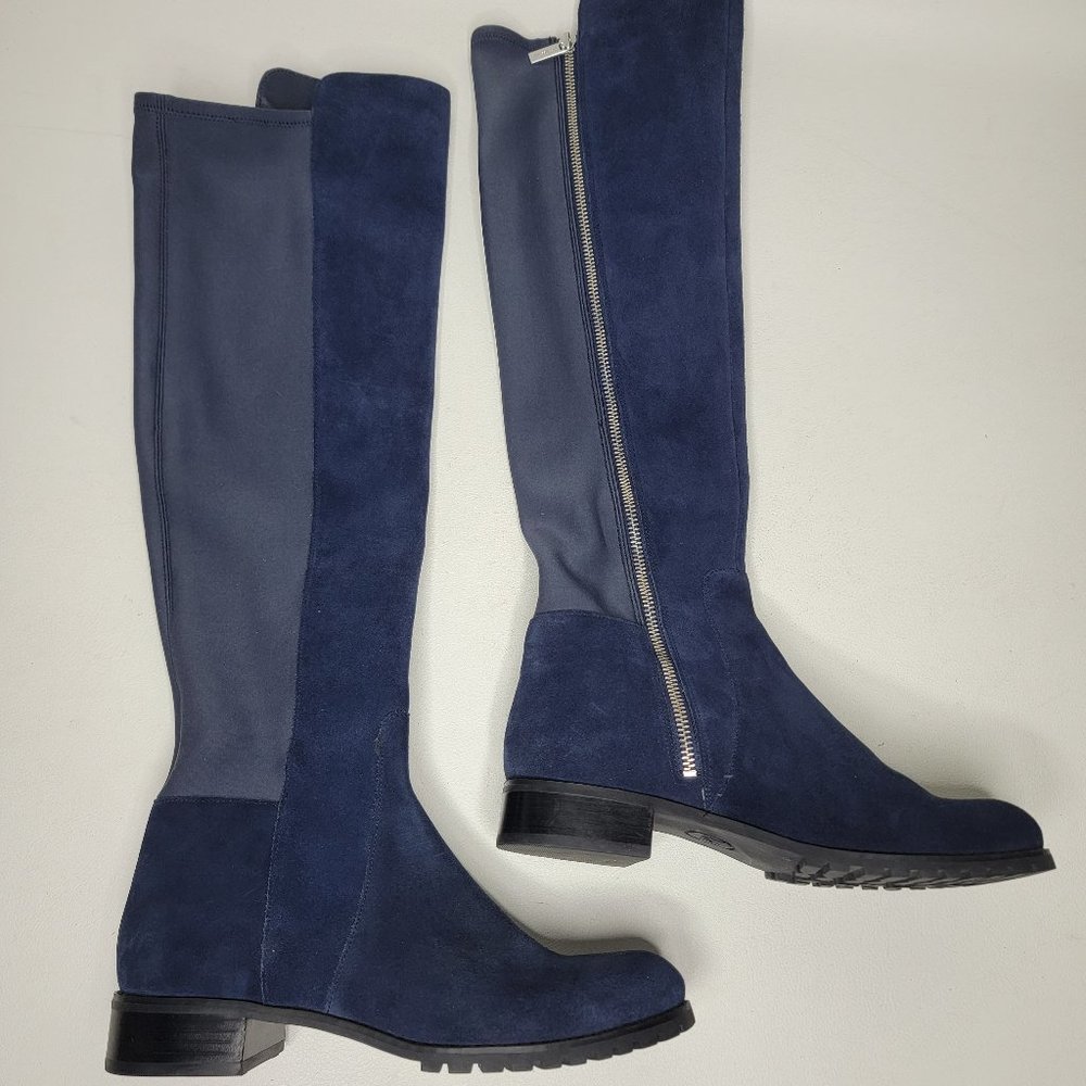 Michael Kors Women's Stretch Side Zip Blue Suede Leather Knee High Boots Size 7